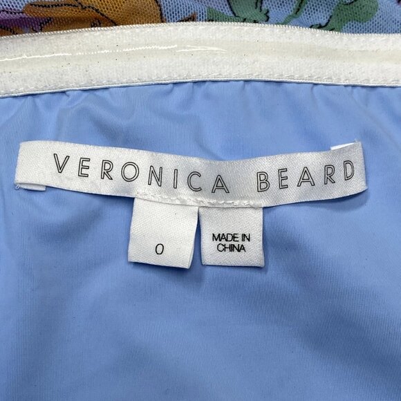 Veronica Beard Floral Ruched Strapless Midi Dress • Size 0 • Blue - Picture 2 of 8